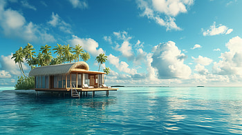 Tropical Paradise Escape | Dream Vacation, dream vacation, hut, tropical island, palm tree HD wallpaper
