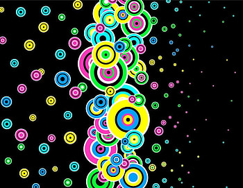 Round 'n round, circles, black, bright, colours, orbs HD wallpaper