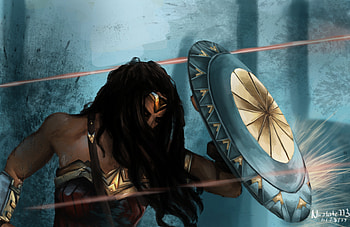 Wonder Woman Defend Herself With Shield, wonder-woman, artwork, superheroes, digital-art, shield HD wallpaper