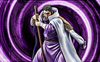 Issho, violet grunge background, One Piece, manga, Fujitora, One Piece characters, vortex, The Marine Admirals, Issho One Piece, Fujitora One Piece HD wallpaper