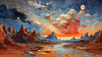 Desert, desert, sky, Stars, smoke, painting HD wallpaper
