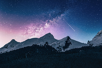 Landscape Outdoor Mountains Galaxy , galaxy, landscape, mountains, nature HD wallpaper