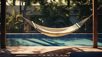 Hammock by the Poolside - Relaxation Oasis AI Art, AI Art, man made, hammock HD wallpaper