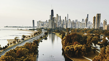 Chicago River, Chicago Skyline HD wallpaper