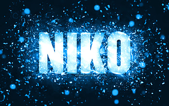 Happy Birtay Niko, , blue neon lights, Niko name, creative, Niko Happy Birtay, Niko Birtay, popular american male names, with Niko name, Niko HD wallpaper