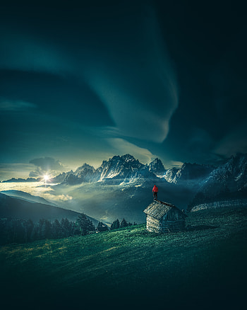 Nature, Mountains, Night, Structure, Human, Person, Mountain Landscape HD phone wallpaper