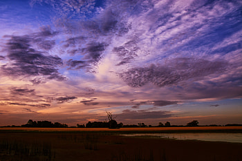 Sunset, purple clouds, sky, nature HD wallpaper