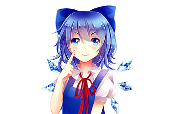 Blue eyes, anime girl, cirno, touhou HD wallpaper