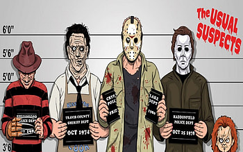comics funny freddy krueger jason voorhees michael myers the usual suspects leatherface Art HD wallpaper