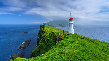 Faroe Islands, Mykines Hlmur lighthouse, backiee HD wallpaper