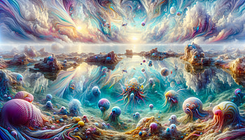 Surreal Tide Pool Dreamscape, tide pool, Abstract, ocean, surreal, colorful HD wallpaper