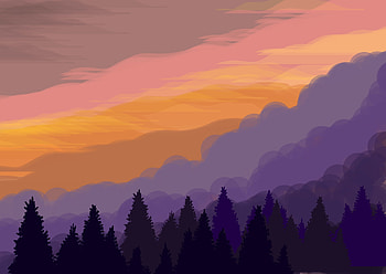 Sky & mountains art, digital, abstract, art, trees, vector, sky, nature, mountains HD wallpaper