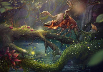 Hybrid, fantasy, forest, art HD wallpaper