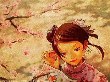 Thinking of You, jiayao, anime brown hair, anime, sakura tree, anime chinese, beautiful asian HD wallpaper
