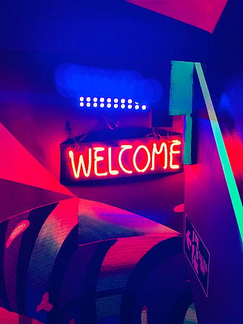 Words, Neon, Inscription, Welcome HD phone wallpaper