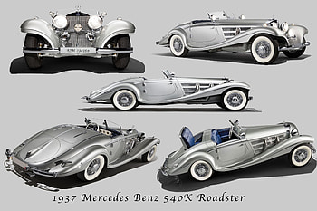 1937 Mercedes Benz 540K Roadster, silver, vintage, mercedes, cars HD wallpaper