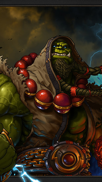 Preview world of warcraft, shaman, thrall, blizzard, lightning, orc HD phone wallpaper