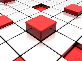 Red & White Cubes, cgi, abstract, 3d, art HD wallpaper