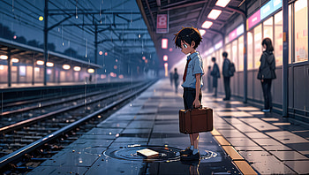 Alone Anime Girl At Train Station, alone, anime-boy, artist, artwork, art, digital-art, ai, deviantart HD wallpaper