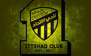 Al-Ittihad Club, Saudi Arabian football team, yellow background, Al-Ittihad Club logo, grunge art, Saudi Pro League, Jeddah, football, Saudi Arabia, Al-Ittihad Club emblem HD wallpaper