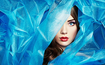 The Blue Veil, brunette, veil, beautiful, People, Feminine, lady, pretty, face, mysterious, lovely, female HD wallpaper