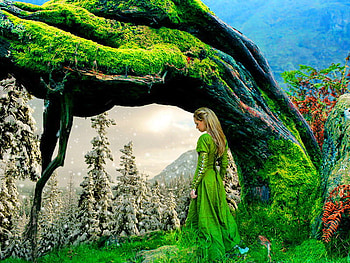 Winter vision, winter, dreams, green dressed, girl, lonely, woman, lady, vision, green, young HD wallpaper