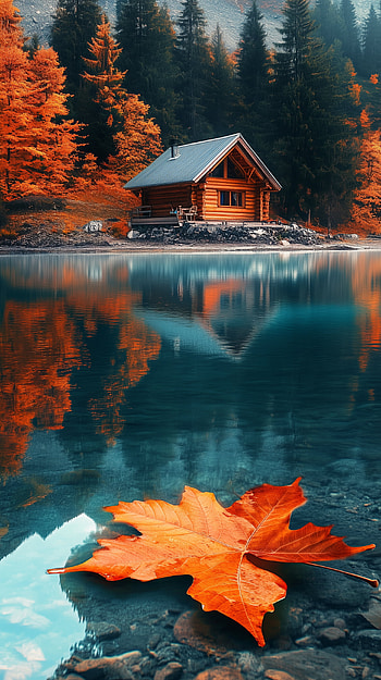 Autumn Serenity: A Tranquil of Forest and River, fall, leaf, landscape, river, forest HD phone wallpaper