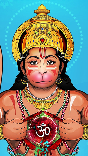 Hanuman, Blue Background HD phone wallpaper