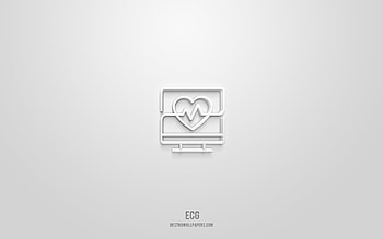 ECG 3d icon, white background, 3d symbols, ECG, medicine icons, 3d icons, ECG sign, medicine 3d icons HD wallpaper