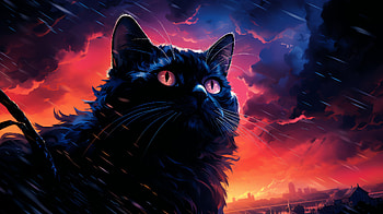 Mystical Black Cat, Black Cat, Animal, cat HD wallpaper