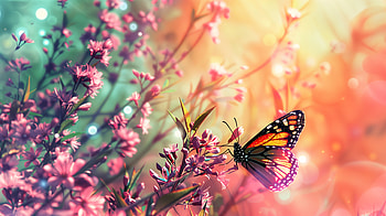 Colorful Butterfly Delight - Ultra, butterfly, flower, nature, vibrant colors, spring HD wallpaper