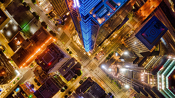 Birds Eye View, overhead, architecture, skyscrapers, city, streets HD wallpaper