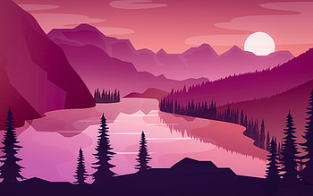 Flat Minimal Morning Landscape Lake , minimalism, morning, minimalist, artist, artwork, digital-art, lake HD wallpaper