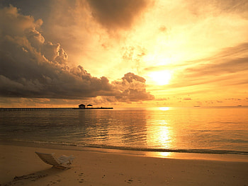 Nature, Sunset, Beach, Shore, Bank, Evening, Armchair HD wallpaper