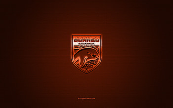 Borneo FC, Indonesian football club, orange logo, orange carbon fiber background, Liga 1, football, Samarinda, Indonesia, Borneo FC logo HD wallpaper