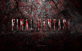 Final Fantasy logo, grunge art, Final Fantasy stone logo, red stone texture, Final Fantasy, grunge stone texture, Final Fantasy emblem, Final Fantasy 3d logo HD wallpaper