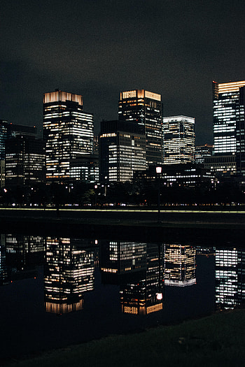Cities, Building, Reflection, Night City HD phone wallpaper