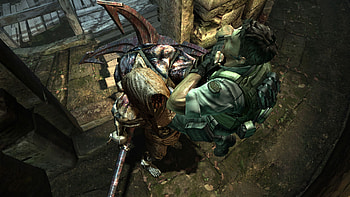 Resident Evil 5 ~ Chris Getting Choked, chris, horror, monster, resident evil HD wallpaper
