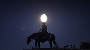 Red Dead Redemption 2 - Night, cowboy, moon, night, video game, Red Dead Redemption 2 HD wallpaper