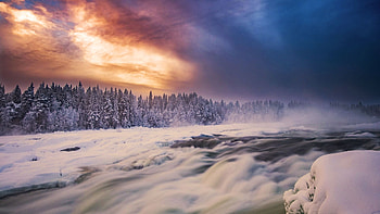 Blacksmith Fork Canyon, Utah, winter, snow, colors, clouds, landscape, trees, sky, usa, stream HD wallpaper