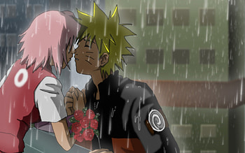 NaruSaku (rain), naruto, rain, narusaku, sakura HD wallpaper