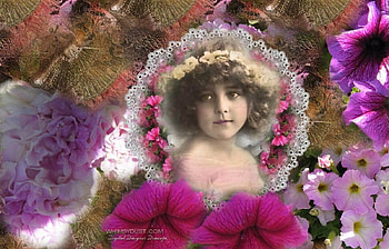 Vintage Collage, girls, flowers, vintage, child HD wallpaper