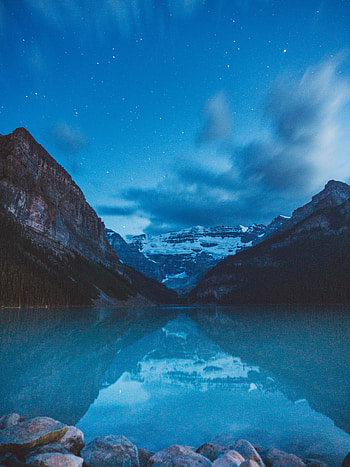 Landscape, Nature, Mountains, Night, Lake, Dark HD phone wallpaper