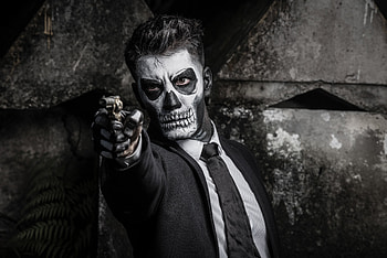 Skull Face Guy Shooting, skull, mask, graphy HD wallpaper