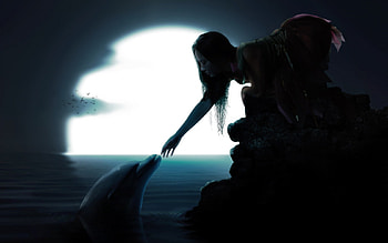 People, Girls, Fantasy, Dolfins HD wallpaper