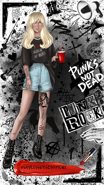 Punk Rock, heavymetal, art, grunge, rockandroll, cartoon, black, punkgirl, girl, fashion HD phone wallpaper