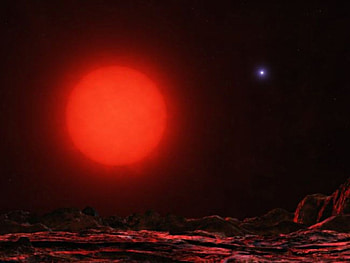 Red giant Gacrux, view, world, fictional, on HD wallpaper