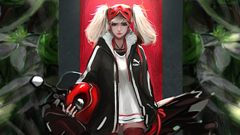 Ann Takamaki Biker Girl Anime , anime-girl, anime, biker, artist, artwork, digital-art, deviantart HD wallpaper