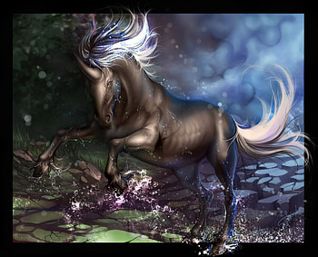 Water, Fantasy, Spray, Unicorn, Hooves, Hoof HD wallpaper