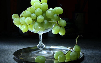 Food, Grapes, Berry, Vase, Tray HD wallpaper